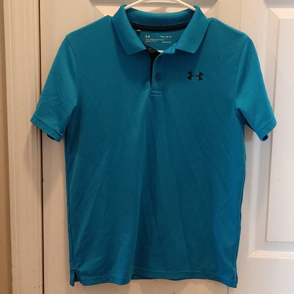 Boys Under Armour heat gear polo.  Blue